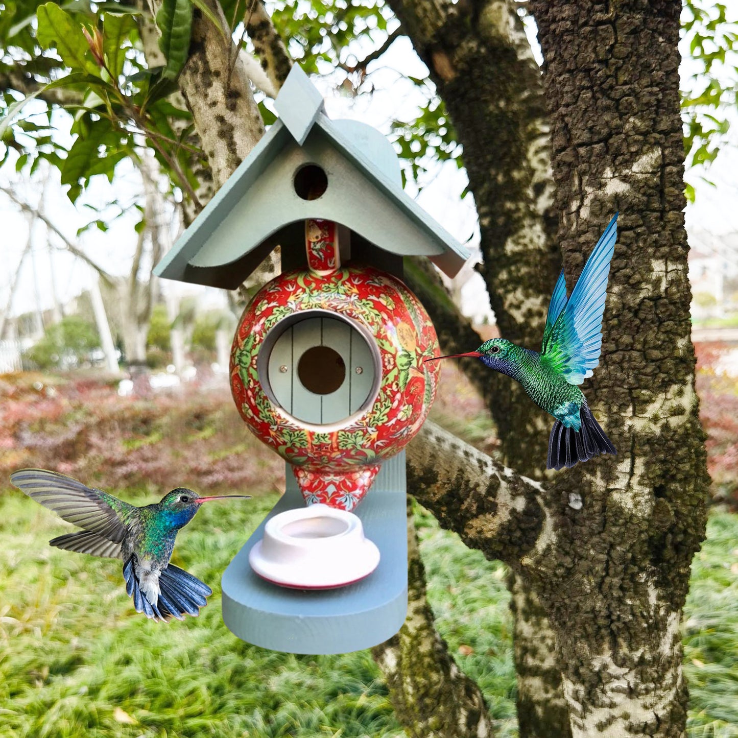 William Morris Blue Teapot Bird House And Feeder