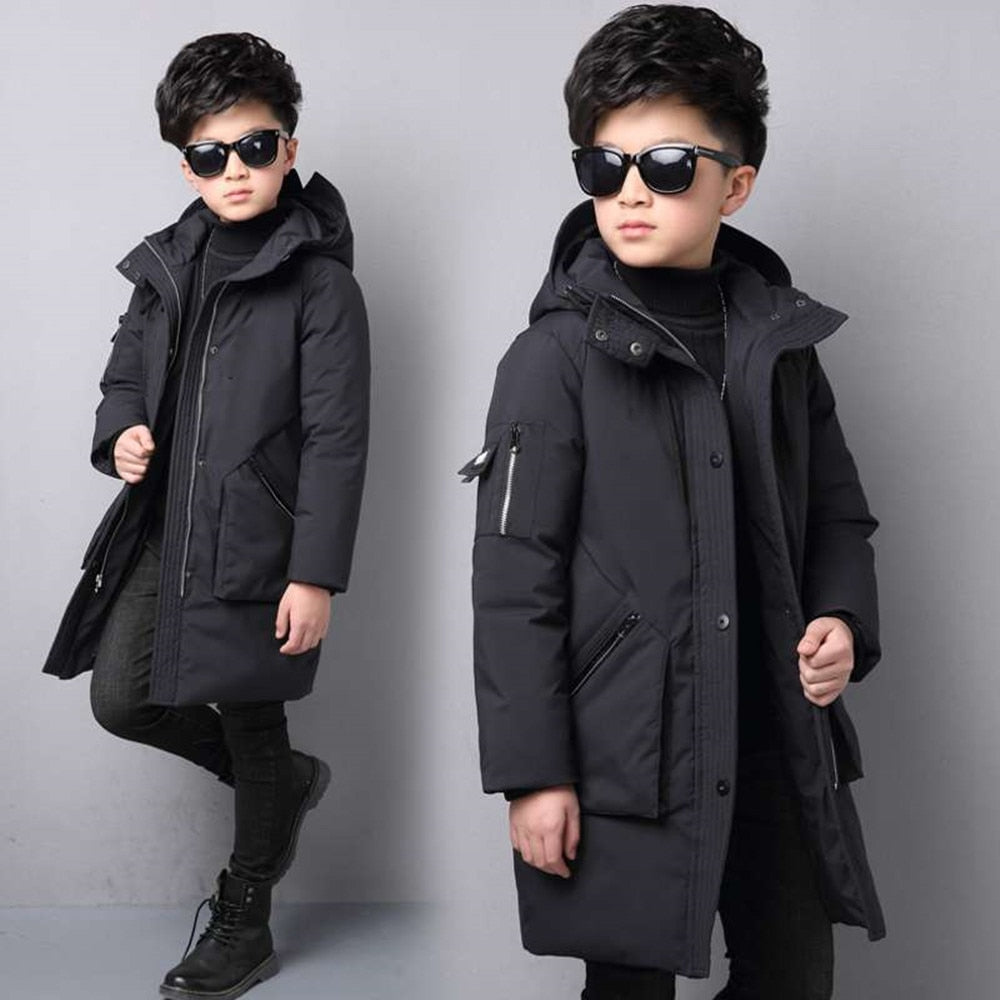 -30 degree children clothing boy clothes warm winter down cotton jacket Hooded coat Teen thicken outerwear kids waterproof parka