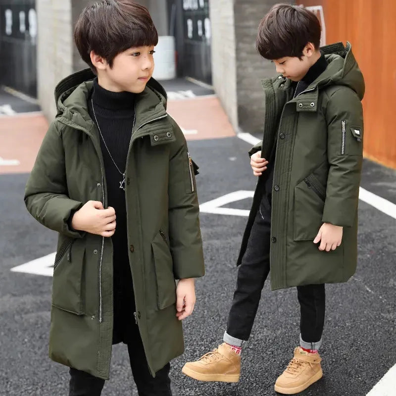 -30 degree children clothing boy clothes warm winter down cotton jacket Hooded coat Teen thicken outerwear kids waterproof parka