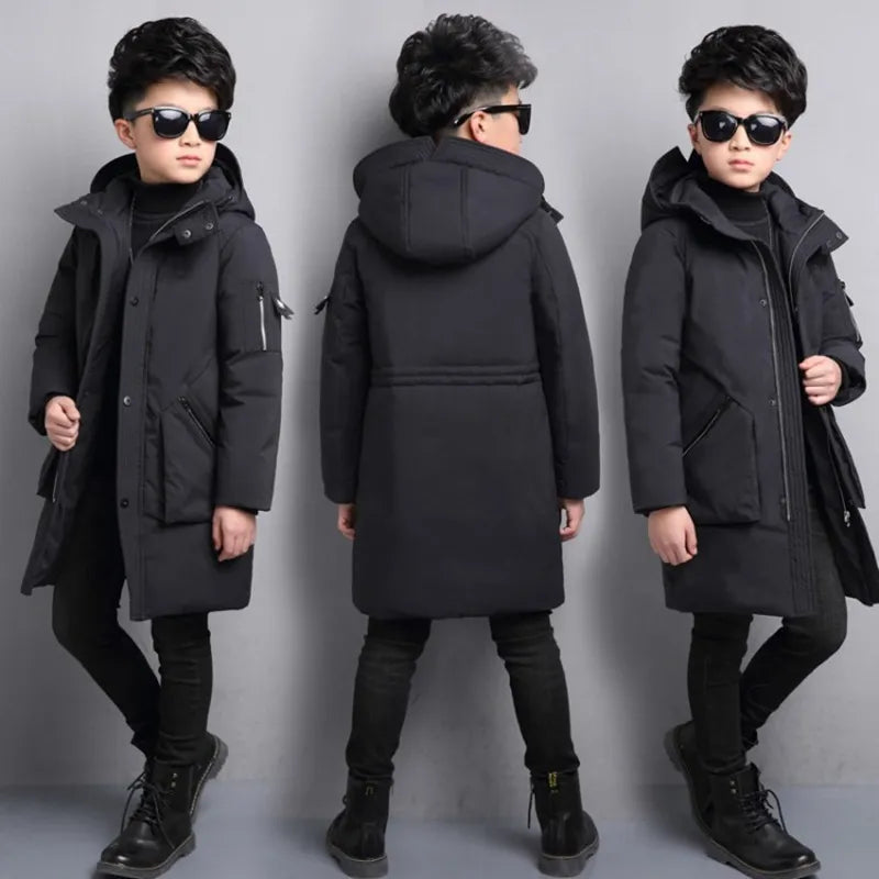 -30 degree children clothing boy clothes warm winter down cotton jacket Hooded coat Teen thicken outerwear kids waterproof parka