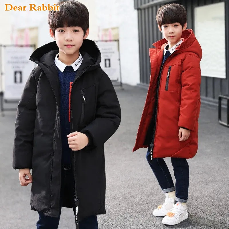 -30 degree children clothing boy clothes warm winter down cotton jacket Hooded coat Teen thicken outerwear kids waterproof parka