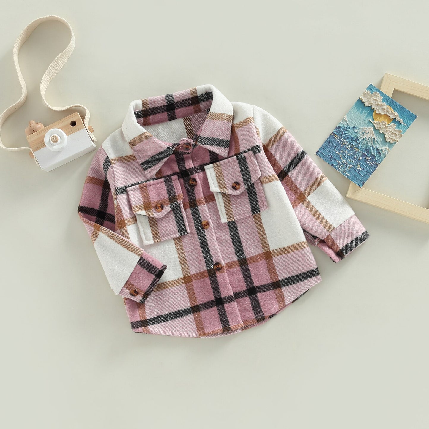 BeQeuewll Toddler Boys Girls Flannel Shirts For Fall Spring Long Sleeve Plaid Jackets Button Down Kid Shacket Coat Tops