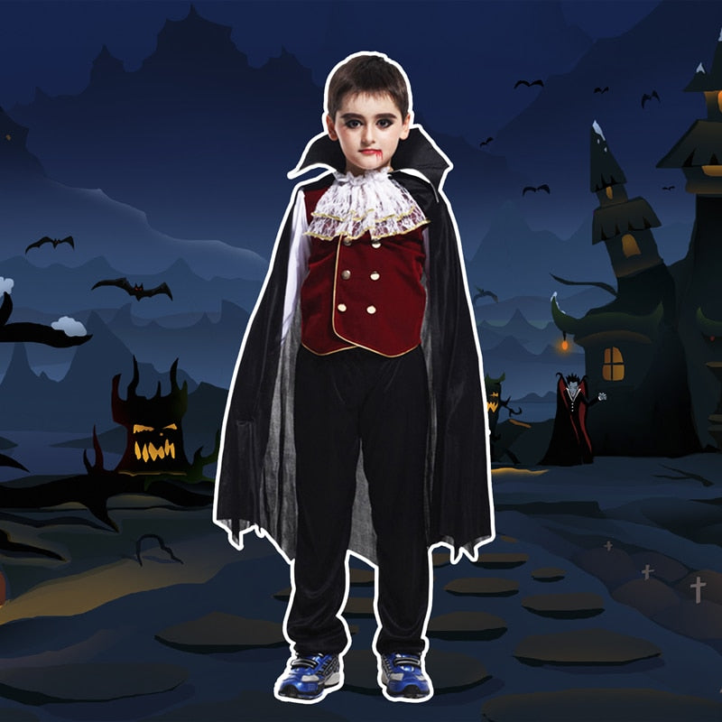 Boys Vampire Cosplay Costume for Kids Halloween Carnival Party Dress Clothing