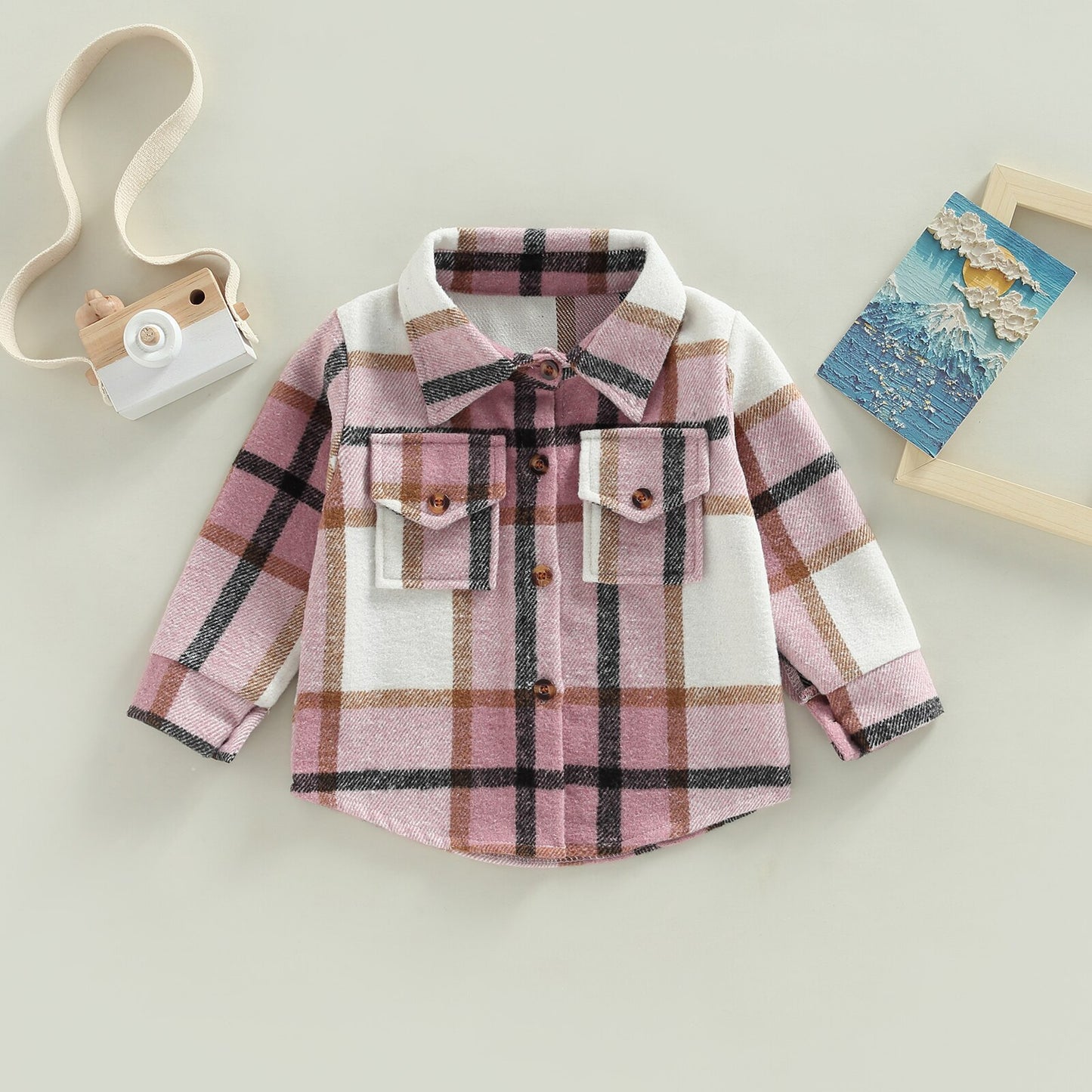 BeQeuewll Toddler Boys Girls Flannel Shirts For Fall Spring Long Sleeve Plaid Jackets Button Down Kid Shacket Coat Tops