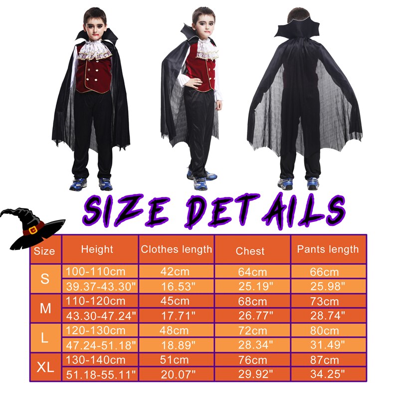 Boys Vampire Cosplay Costume for Kids Halloween Carnival Party Dress Clothing