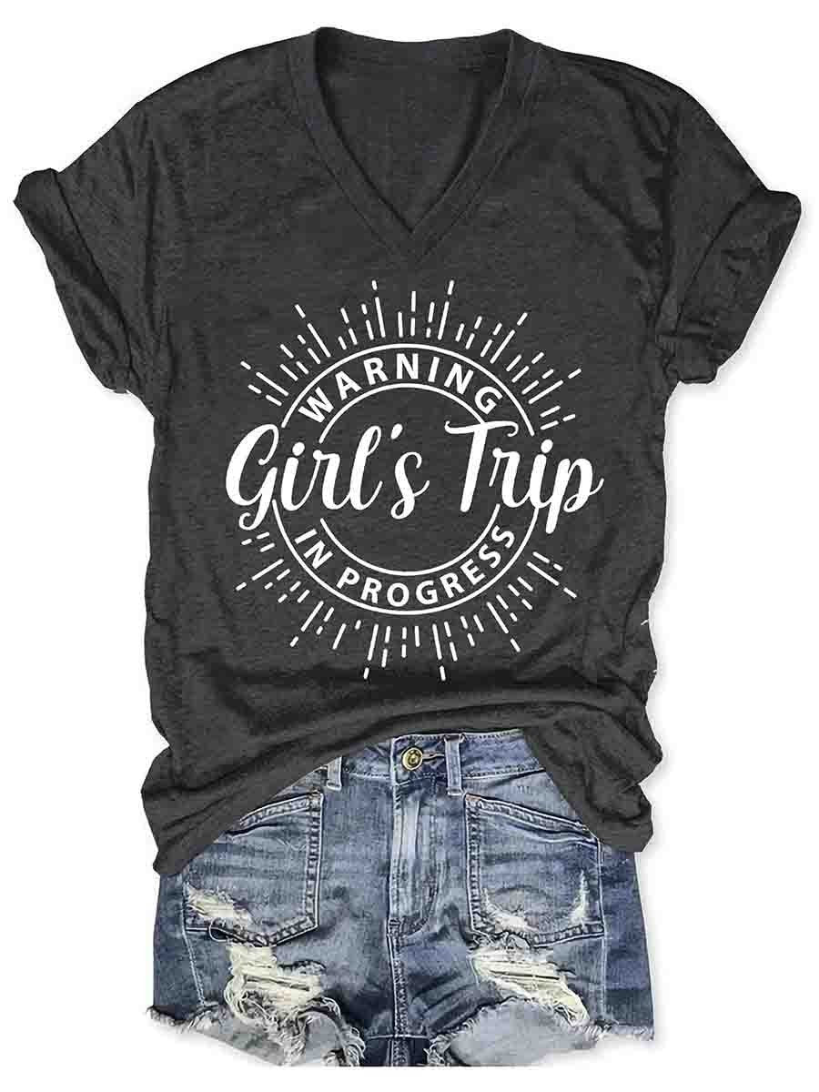 Girl's Trip Warning V-Neck Tee